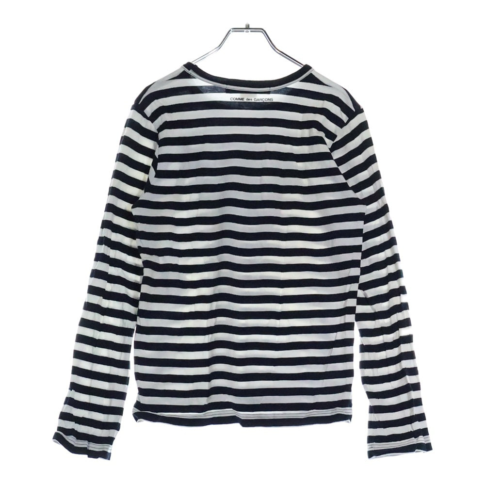 COMME des GARCONS SHIRT(コムデギャルソンシャツ) ロゴプリント ボーダー クルーネック長袖Tシャツ カットソー ホワイト/ネイビー S13T015