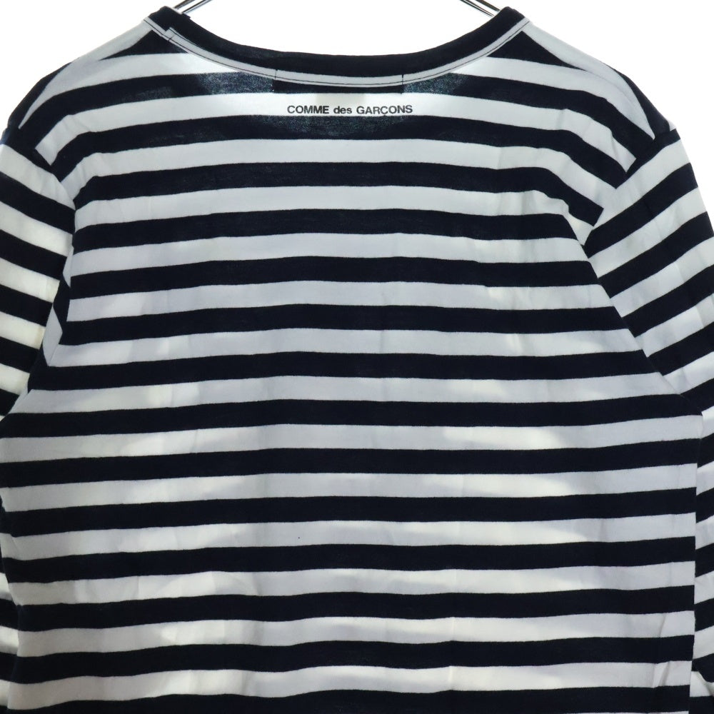 COMME des GARCONS SHIRT(コムデギャルソンシャツ) ロゴプリント ボーダー クルーネック長袖Tシャツ カットソー ホワイト/ネイビー S13T015