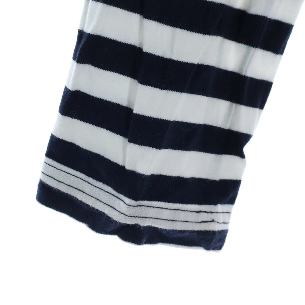 COMME des GARCONS SHIRT(コムデギャルソンシャツ) ロゴプリント ボーダー クルーネック長袖Tシャツ カットソー ホワイト/ネイビー S13T015