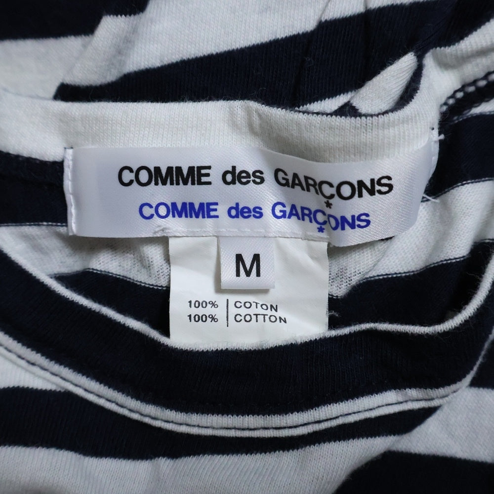COMME des GARCONS SHIRT(コムデギャルソンシャツ) ロゴプリント ボーダー クルーネック長袖Tシャツ カットソー ホワイト/ネイビー S13T015