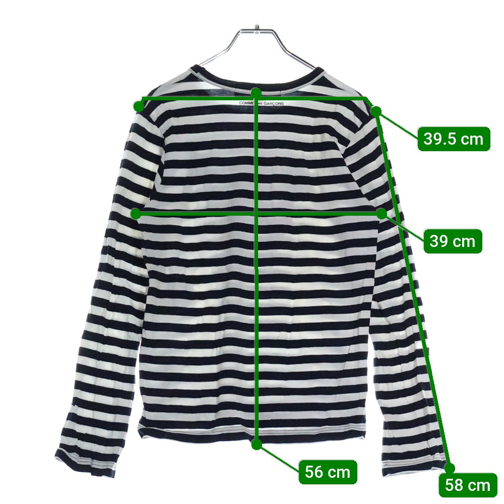 COMME des GARCONS SHIRT(コムデギャルソンシャツ) ロゴプリント ボーダー クルーネック長袖Tシャツ カットソー ホワイト/ネイビー S13T015
