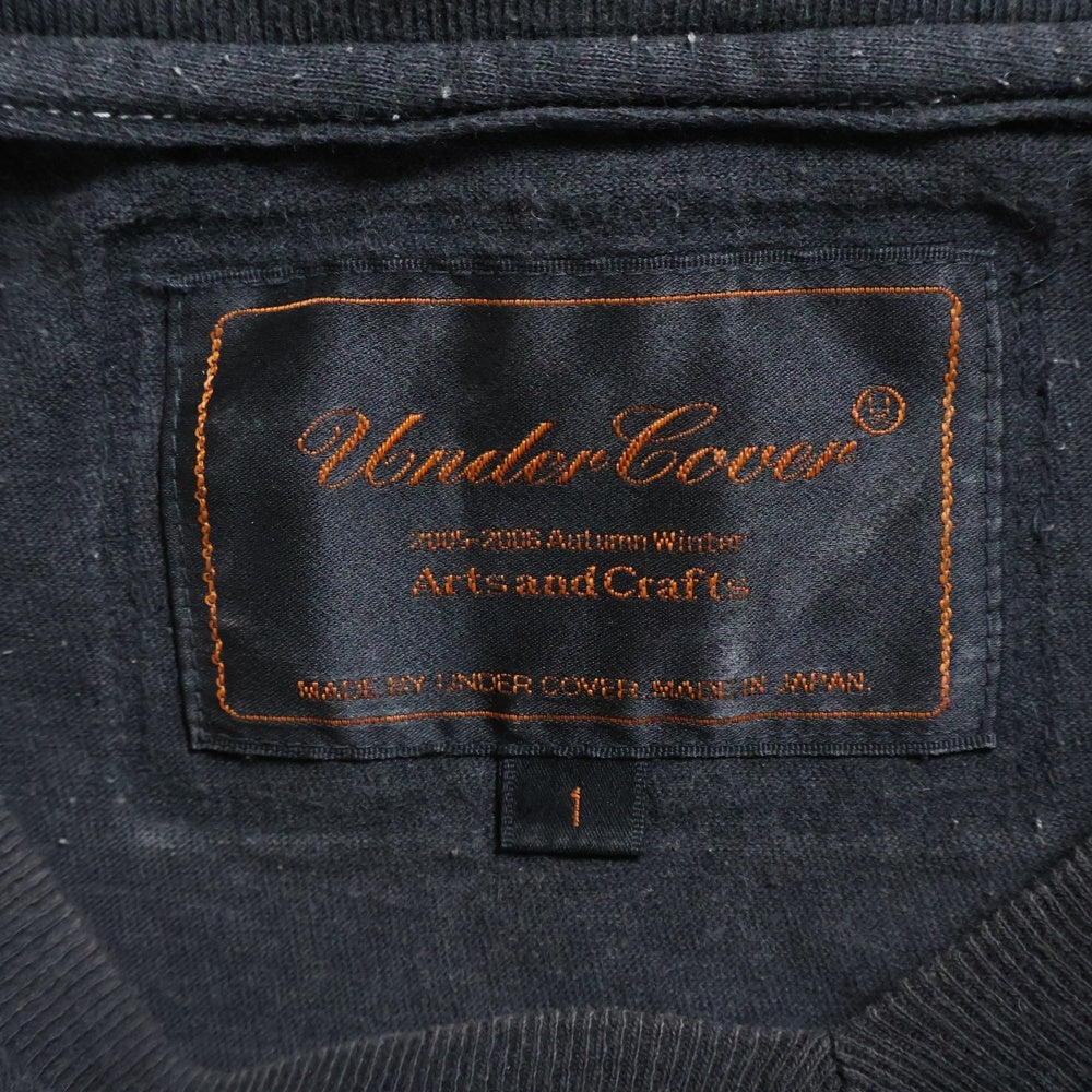 UNDERCOVER(アンダーカバー) 05AW Arts and Crafts期 グラフィックプリント Vネック半袖Tシャツ カットソー ブラック 5A419