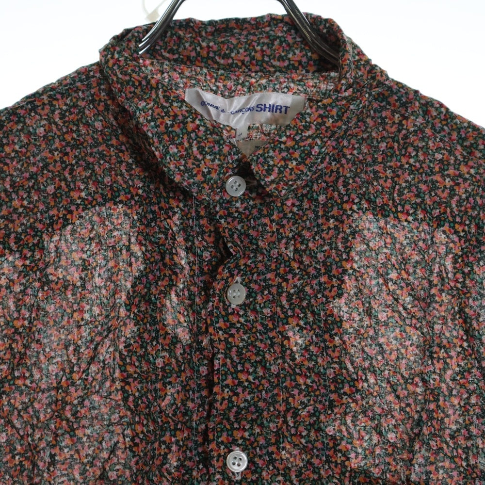 COMME des GARCONS SHIRT(コムデギャルソンシャツ) 03SS AD2002 フラワーモチーフ 花柄 ワッシャー加工 半袖シャツ マルチ レディース S11156