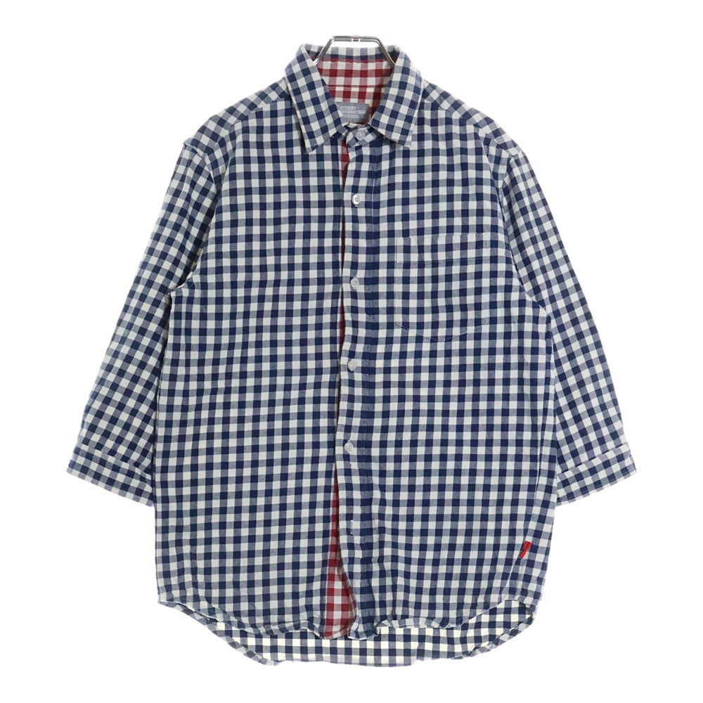 STUSSY(ステューシー) AUTHENTIC GEAR アスレチックギア 7分丈 ギンガムチェック シャツ ホワイト/ブルー