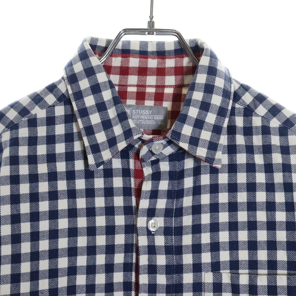 STUSSY(ステューシー) AUTHENTIC GEAR アスレチックギア 7分丈 ギンガムチェック シャツ ホワイト/ブルー