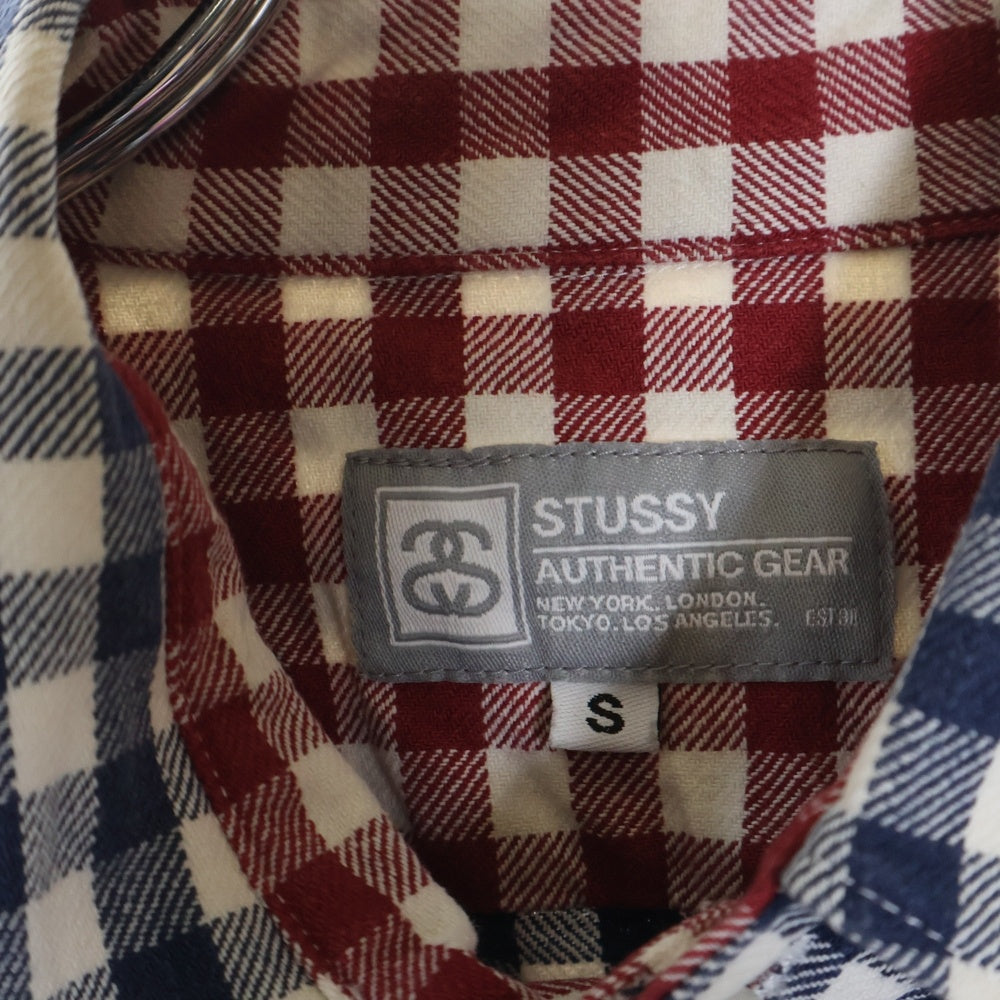 STUSSY(ステューシー) AUTHENTIC GEAR アスレチックギア 7分丈 ギンガムチェック シャツ ホワイト/ブルー