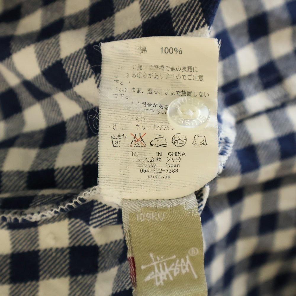STUSSY(ステューシー) AUTHENTIC GEAR アスレチックギア 7分丈 ギンガムチェック シャツ ホワイト/ブルー