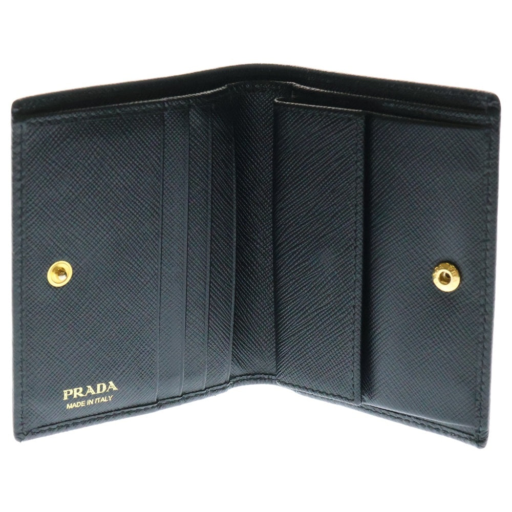 PRADA(プラダ) サフィアーノ トライアングルロゴ 三角プレート 二つ折り財布 ブラック 1MV021 QHH F0002