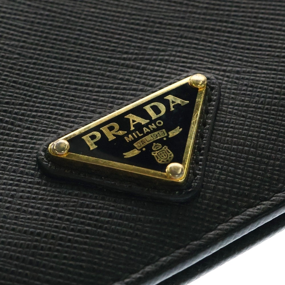 PRADA(プラダ) サフィアーノ トライアングルロゴ 三角プレート 二つ折り財布 ブラック 1MV021 QHH F0002