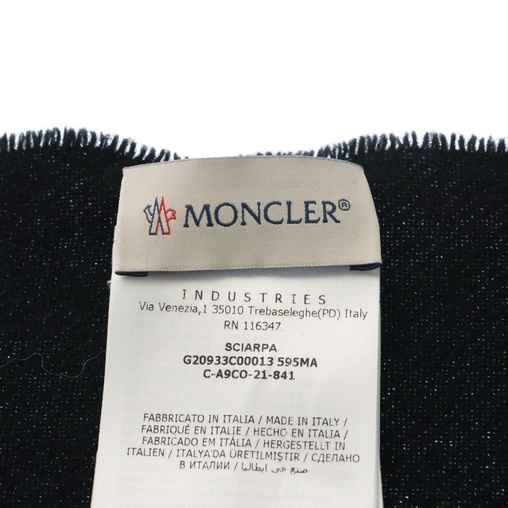 MONCLER(モンクレール) 21AW ロゴパッチ ウール フリンジ マフラー ブラック G20933C00013 595MA
