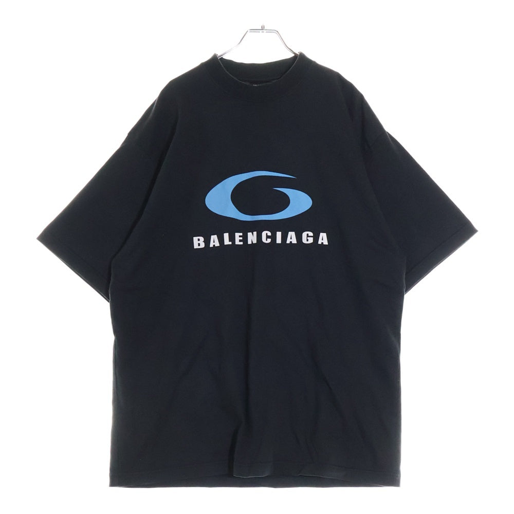 BALENCIAGA(バレンシアガ) 24AW LOOP SPORTS ICON TEE ループスポーツアイコン フロントプリントTシャツ 半袖クルーネックカットソー ブラック 764235 TRVC2