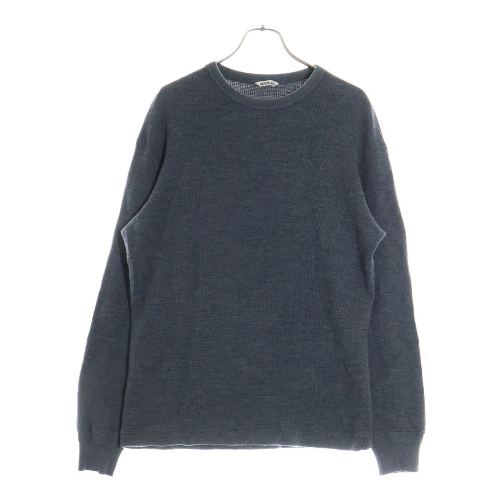 AURALEE(オーラリー) 24AW WOOL COTTON THERMAL P/O ウールコットン サーマル クルーネック 長袖ニット セーター グレー A24AP01HK