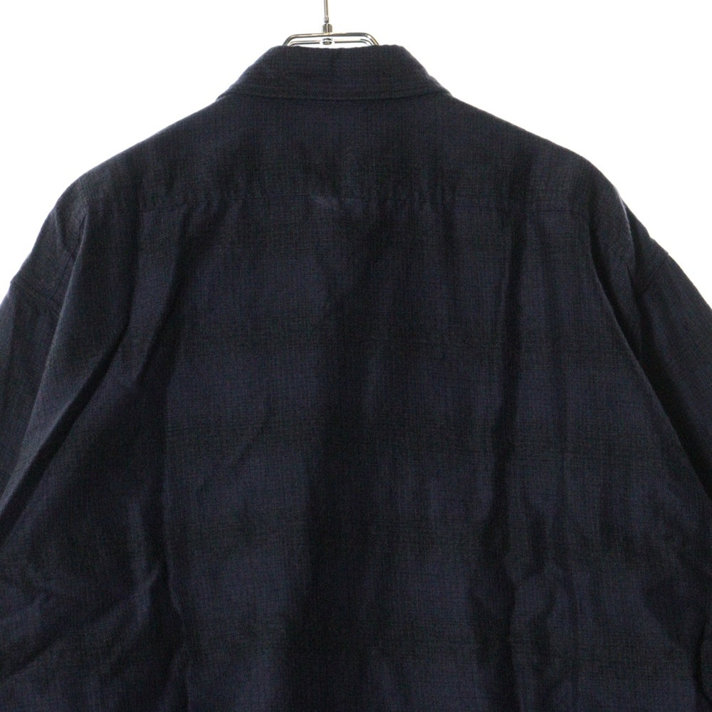 COMOLI(コモリ) 21AW ウールシルク チェック柄 長袖ワークシャツ ネイビー U03-02010