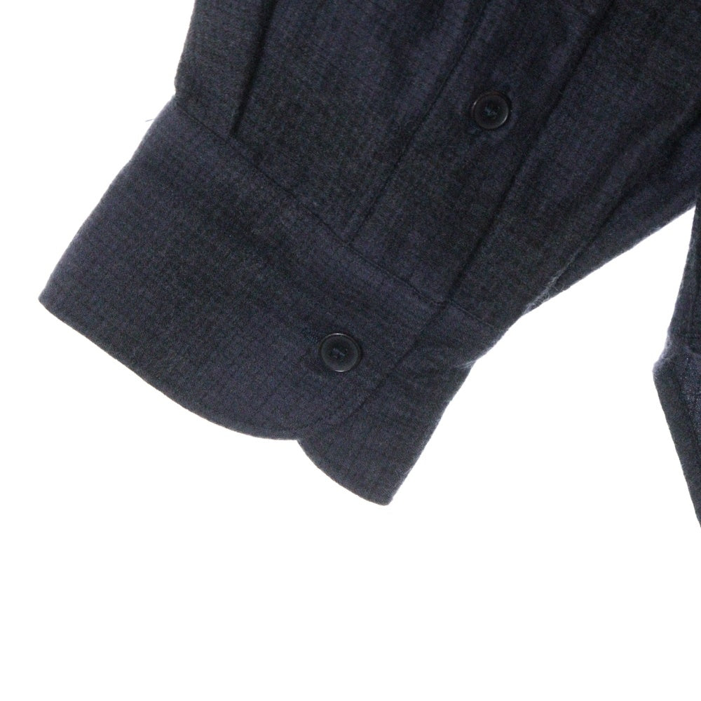 COMOLI(コモリ) 21AW ウールシルク チェック柄 長袖ワークシャツ ネイビー U03-02010