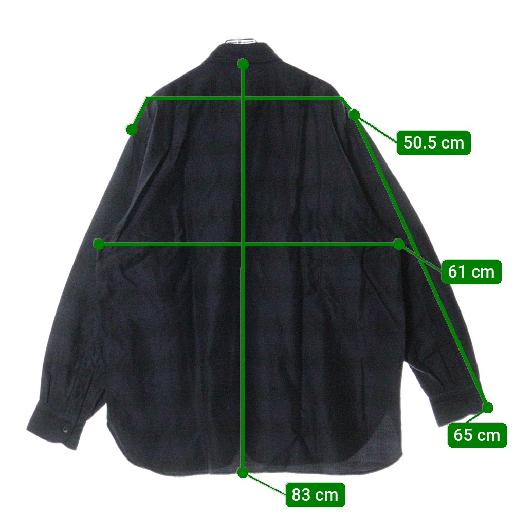 COMOLI(コモリ) 21AW ウールシルク チェック柄 長袖ワークシャツ ネイビー U03-02010