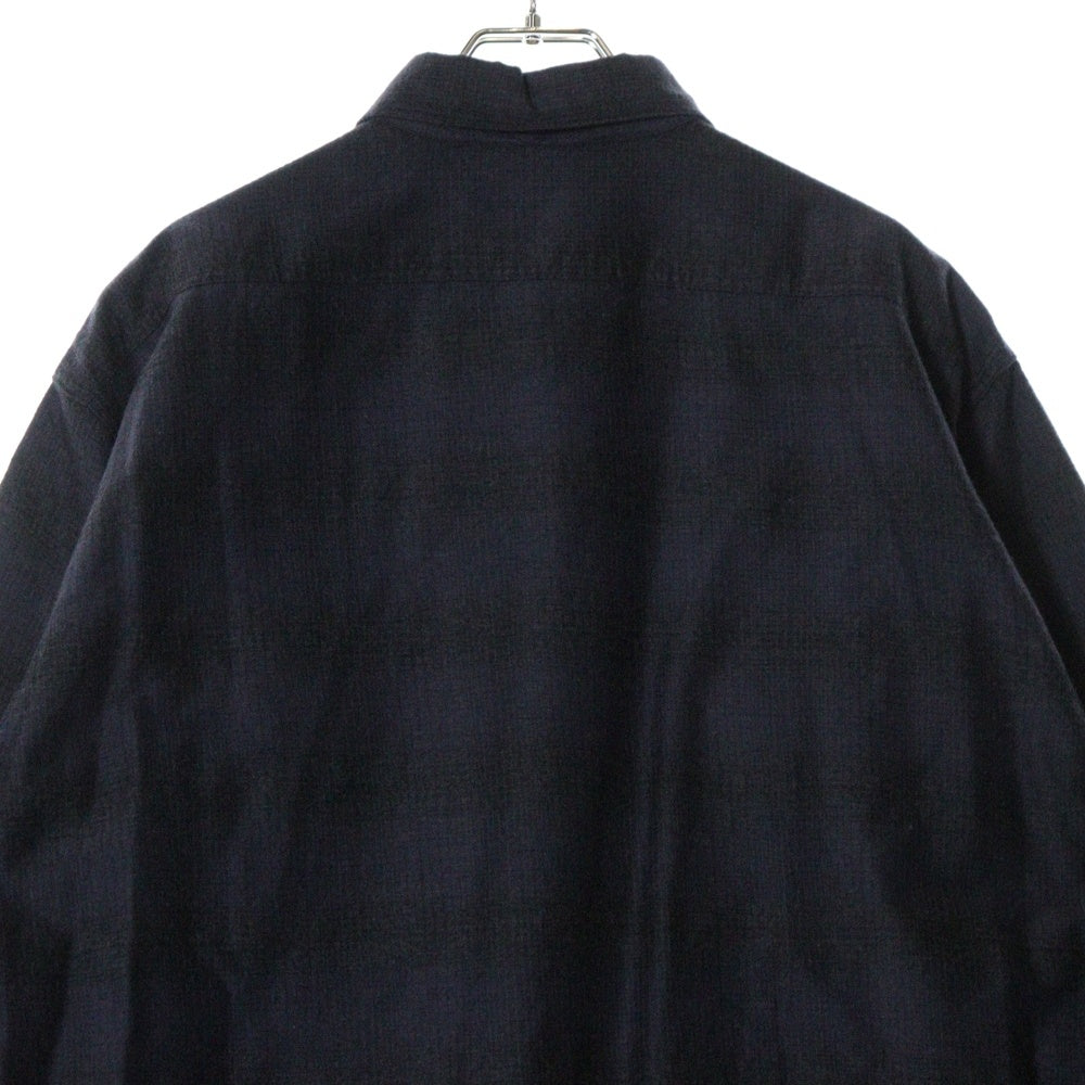 COMOLI(コモリ) 21AW ウールシルク チェック柄 長袖ワークシャツ ネイビー U03-02010
