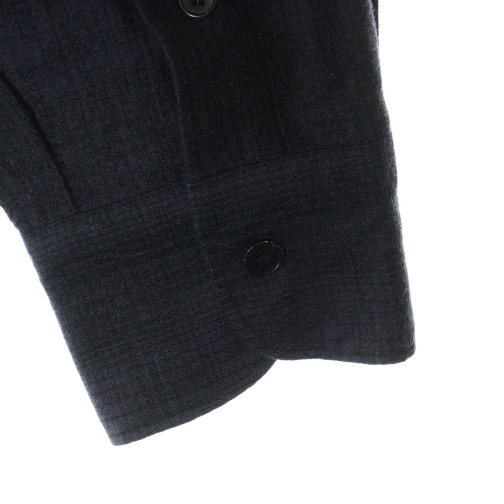 COMOLI(コモリ) 21AW ウールシルク チェック柄 長袖ワークシャツ ネイビー U03-02010