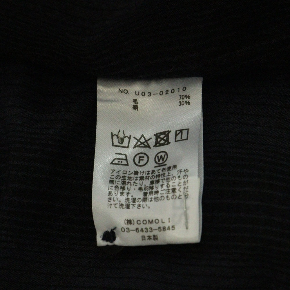 COMOLI(コモリ) 21AW ウールシルク チェック柄 長袖ワークシャツ ネイビー U03-02010