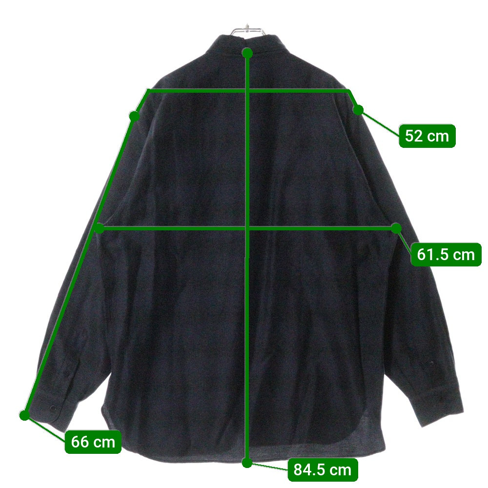COMOLI(コモリ) 21AW ウールシルク チェック柄 長袖ワークシャツ ネイビー U03-02010