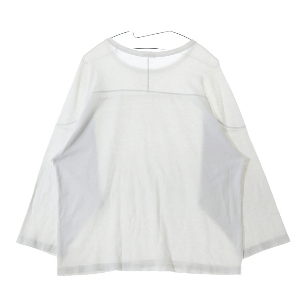 COMOLI(コモリ) 23AW コットン フットボール クルーネック長袖Tシャツ カットソー ホワイト Y03-05004