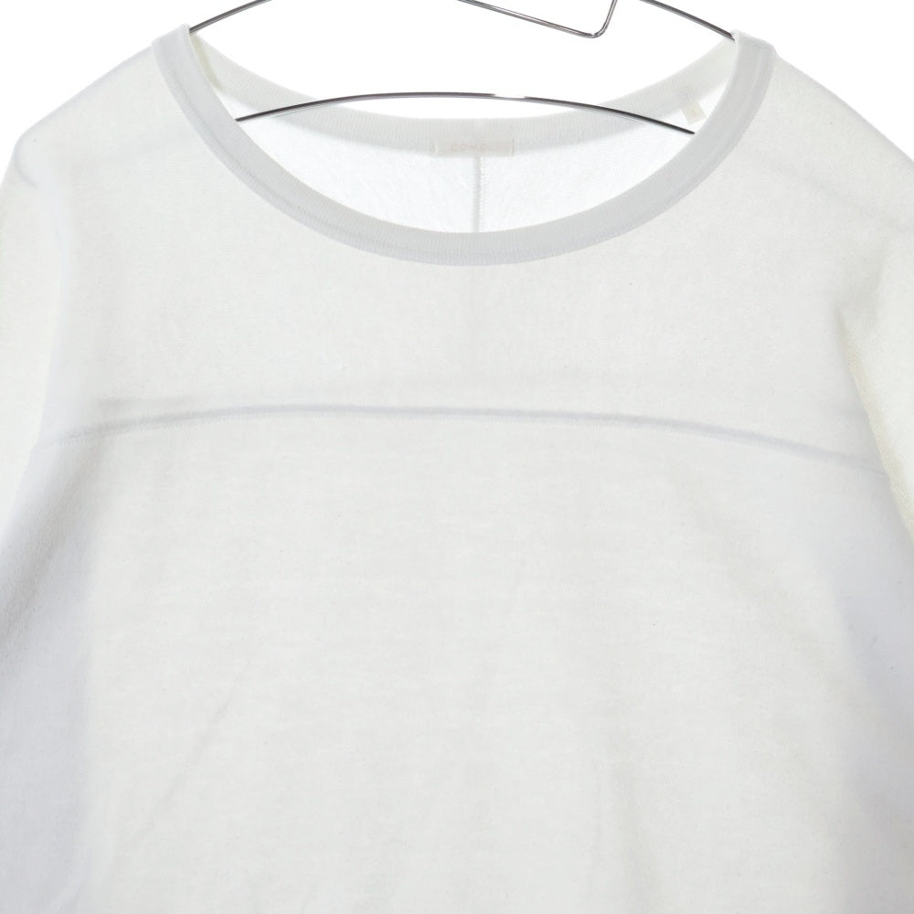 COMOLI(コモリ) 23AW コットン フットボール クルーネック長袖Tシャツ カットソー ホワイト Y03-05004