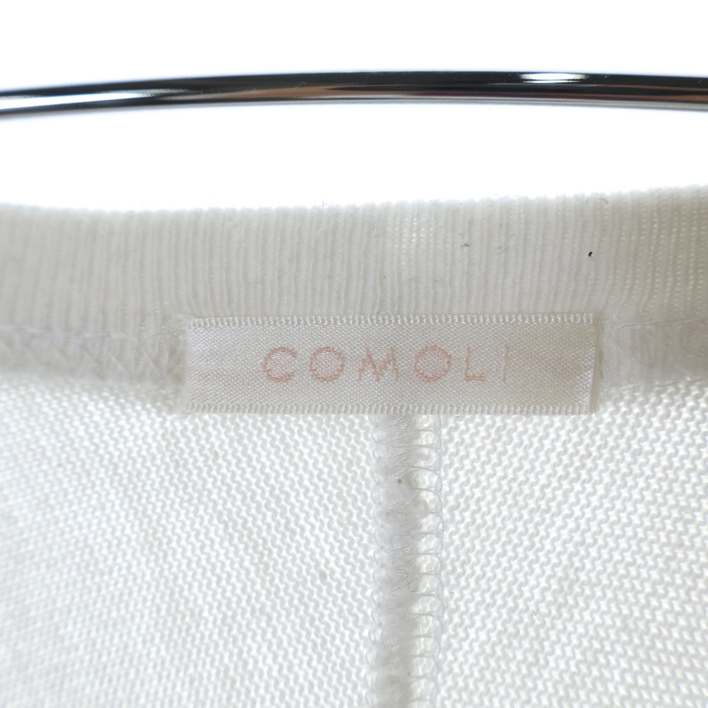COMOLI(コモリ) 23AW コットン フットボール クルーネック長袖Tシャツ カットソー ホワイト Y03-05004