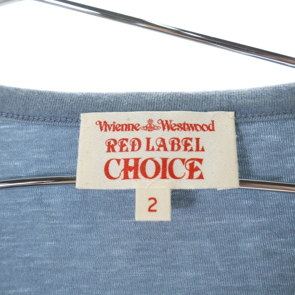 Vivienne Westwood Red Label(ヴィヴィアンウエストウッドレッドレーベル) センター ロゴ エンブロイダリー Uネック ロングスリーブ コットン 長袖 Tシャツ カットソー レディース ブルー