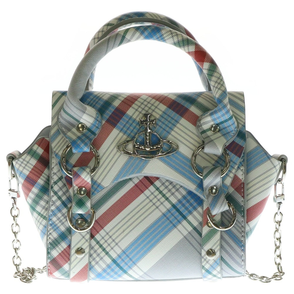 Vivienne Westwood(ヴィヴィアンウエストウッド) Betty トリコロール チェック レザー スモール 2WAY ハンドバッグ レディース マルチカラー
