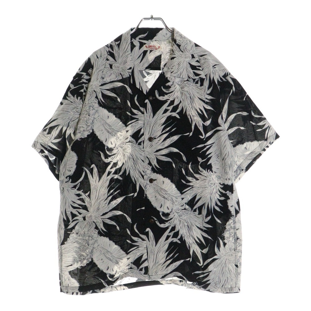 SUN SURF(サンサーフ) RAYON HAWAIIAN SHIRT ISLAND PINEAPPLE レーヨン ハワイアン シャツ アイランド パイナップル 半袖シャツ ブラック/ホワイト SS39413