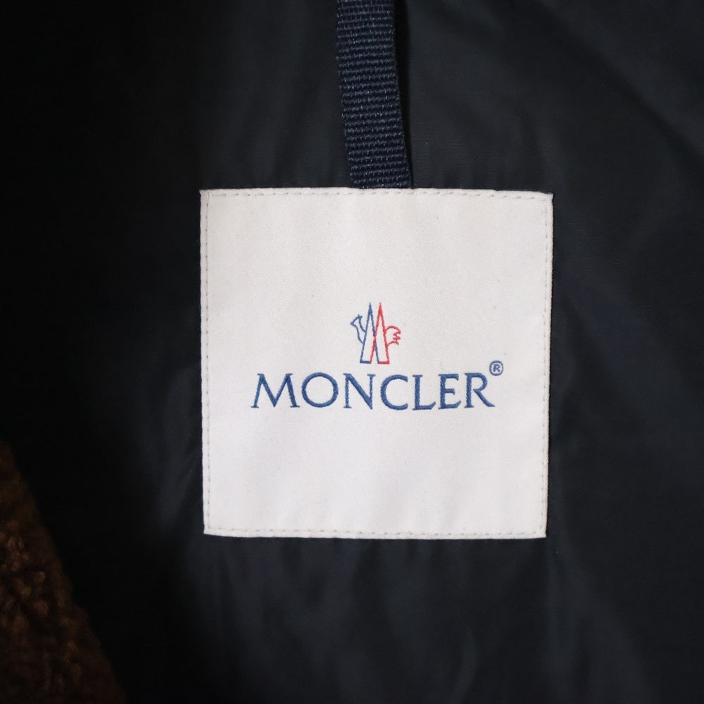 MONCLER(モンクレール) 18AW ARMAND GIUBBOTTO アルマンド ムートンデザイン バックナイロン フーデッド ダウンジャケット ブラック/ブラウン D20914034885 50992