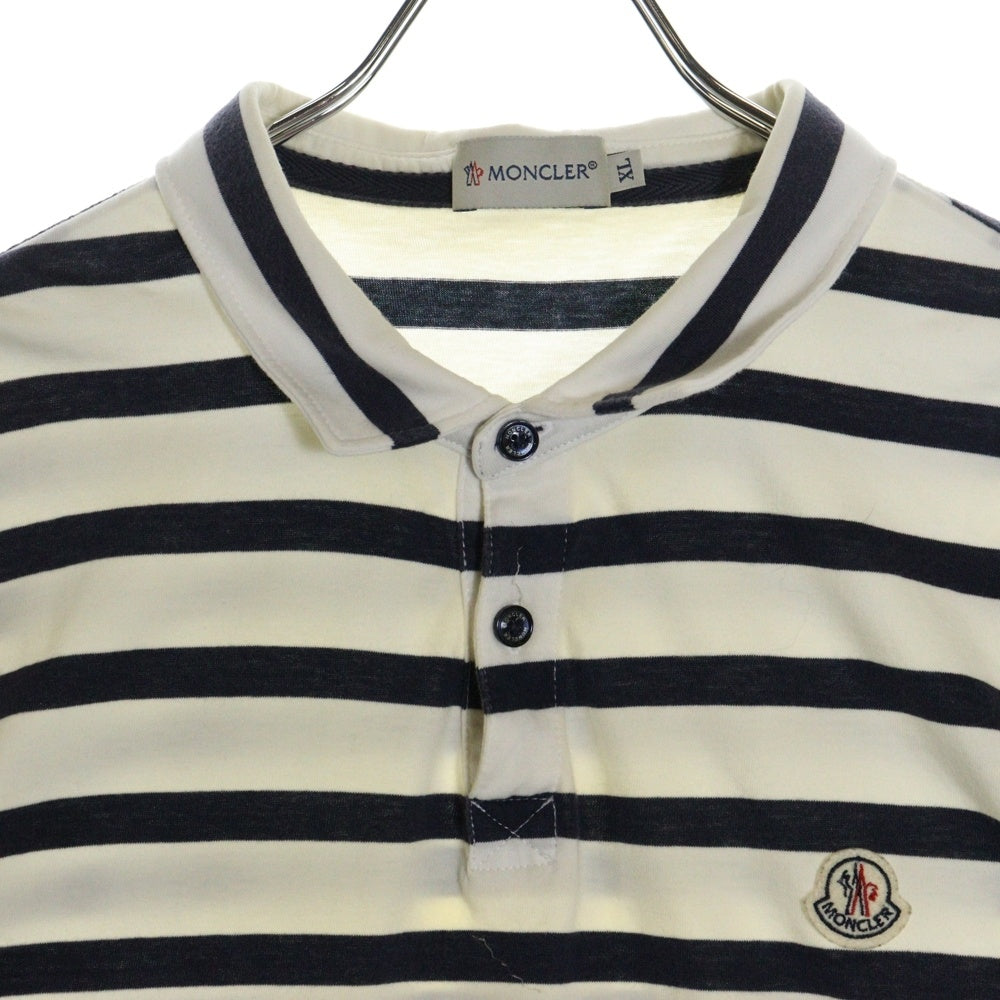 MONCLER(モンクレール) MAGLIA POLO MANICA CORTA ロゴワッペン ボーダー コットン 半袖ポロシャツ ホワイト/ネイビー 41091830950080300
