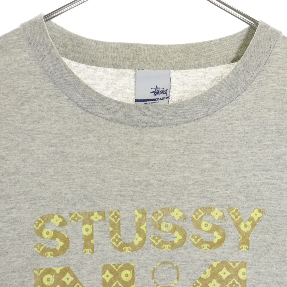 STUSSY(ステューシー) 00S VINTAGE OLD N°4 オールド モノグラム ロゴ ヴィンテージ プリントTシャツ カットソー グレー