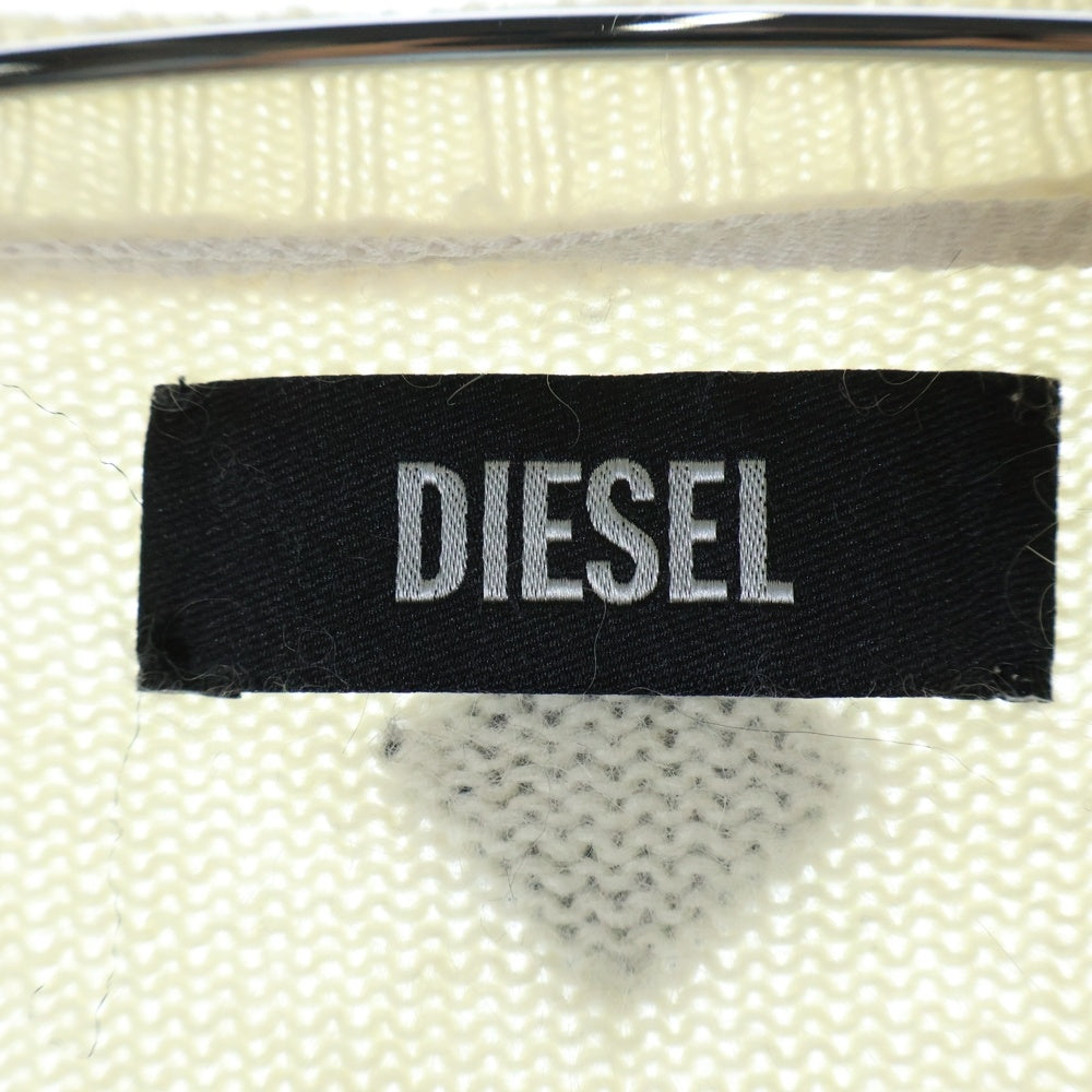 DIESEL(ディーゼル) グラデーション アンゴラニット カーディガン ホワイト/ネイビー レディース