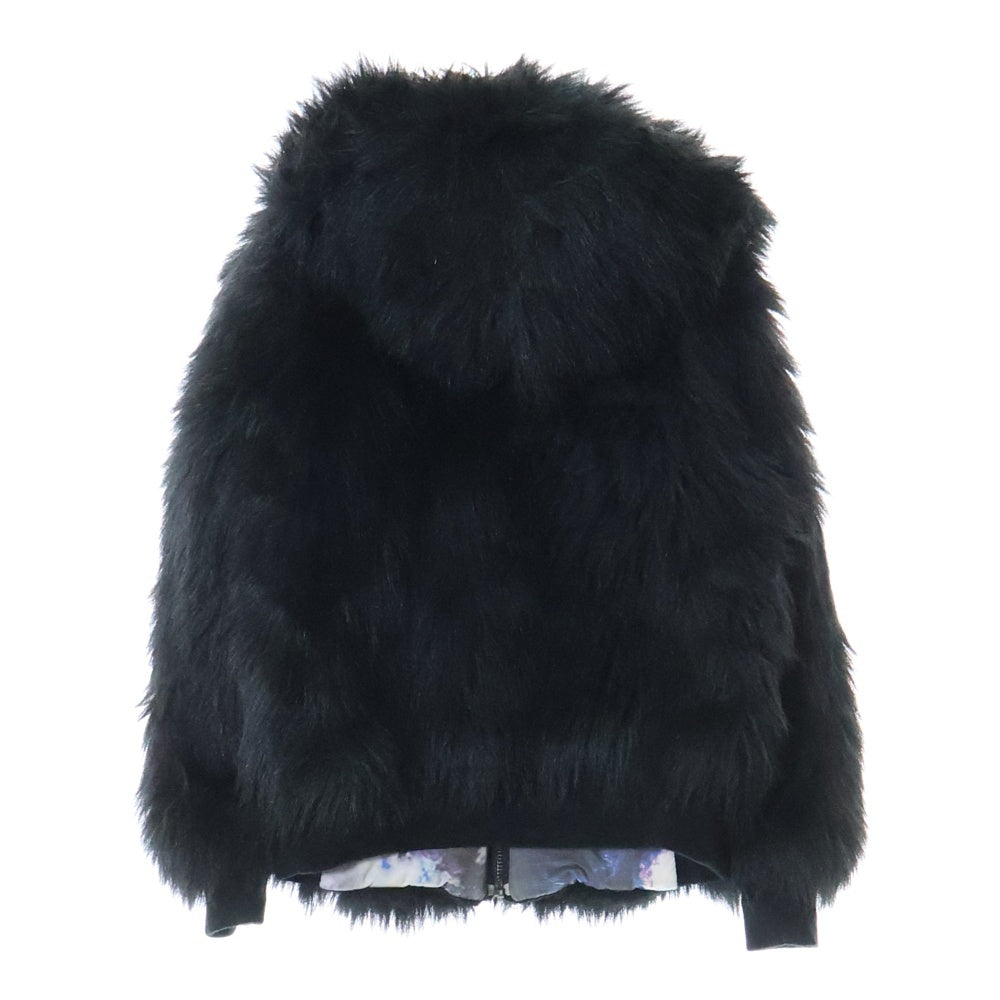 DIESEL(ディーゼル) 00S イタリア製 フェイクファー ジップアップ フーデッドジャケット ブラック レディース