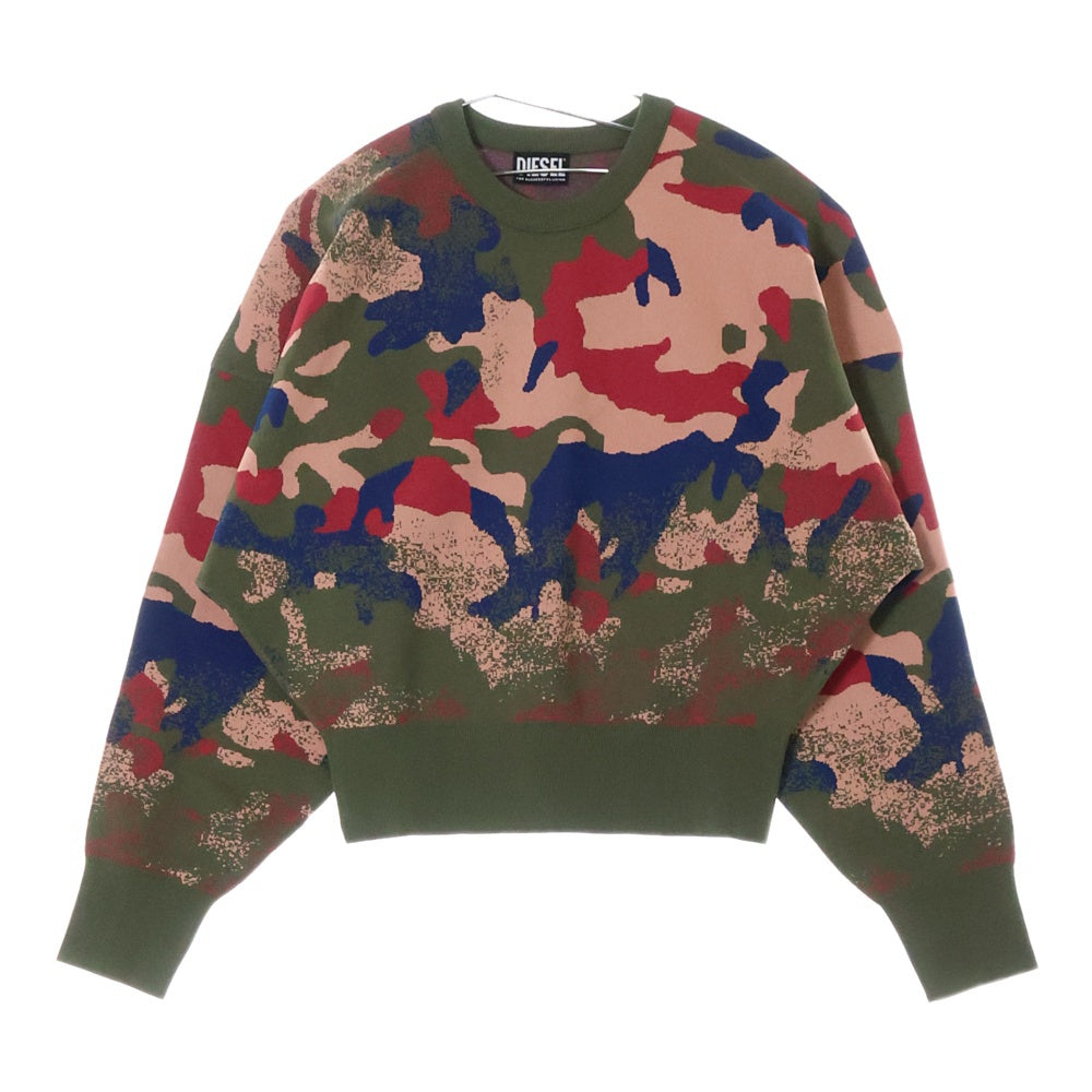 DIESEL(ディーゼル) M-MONTANA カモ柄 クルーネック ニット セーター カーキ/ブルー/ピンク レディース A04683 0HCAB
