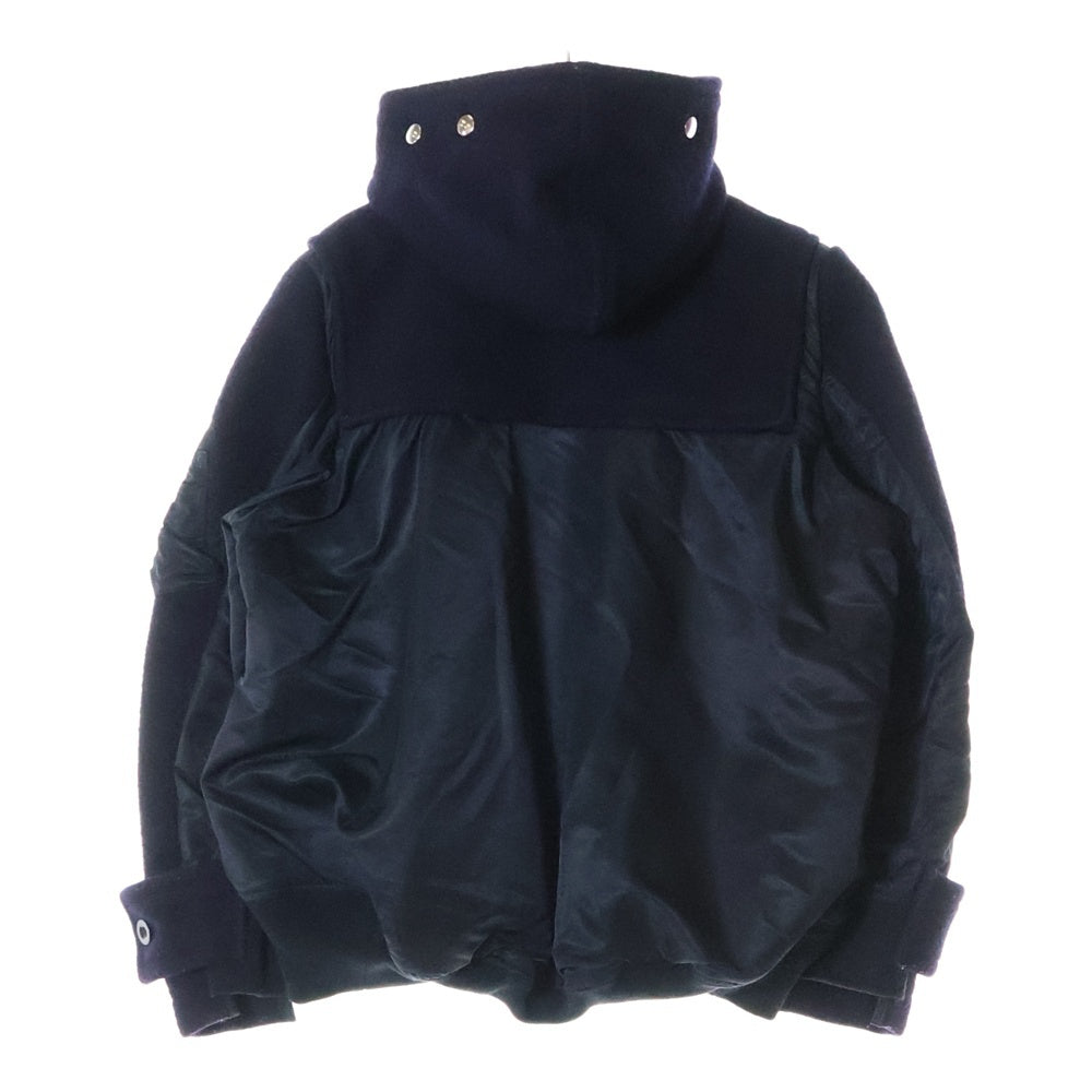 Sacai(サカイ) 18AW ×Gloverall グローバーオール ウール ナイロン切り替え ダッフル MA-1 ジップアップ ブルゾン ジャケット レディース ネイビー/ブラック 18-04220