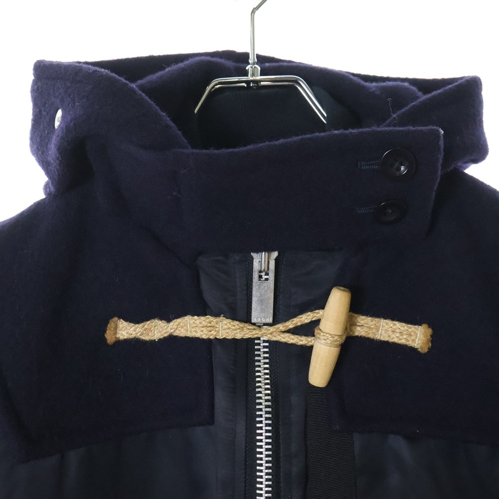 Sacai(サカイ) 18AW ×Gloverall グローバーオール ウール ナイロン切り替え ダッフル MA-1 ジップアップ ブルゾン ジャケット レディース ネイビー/ブラック 18-04220