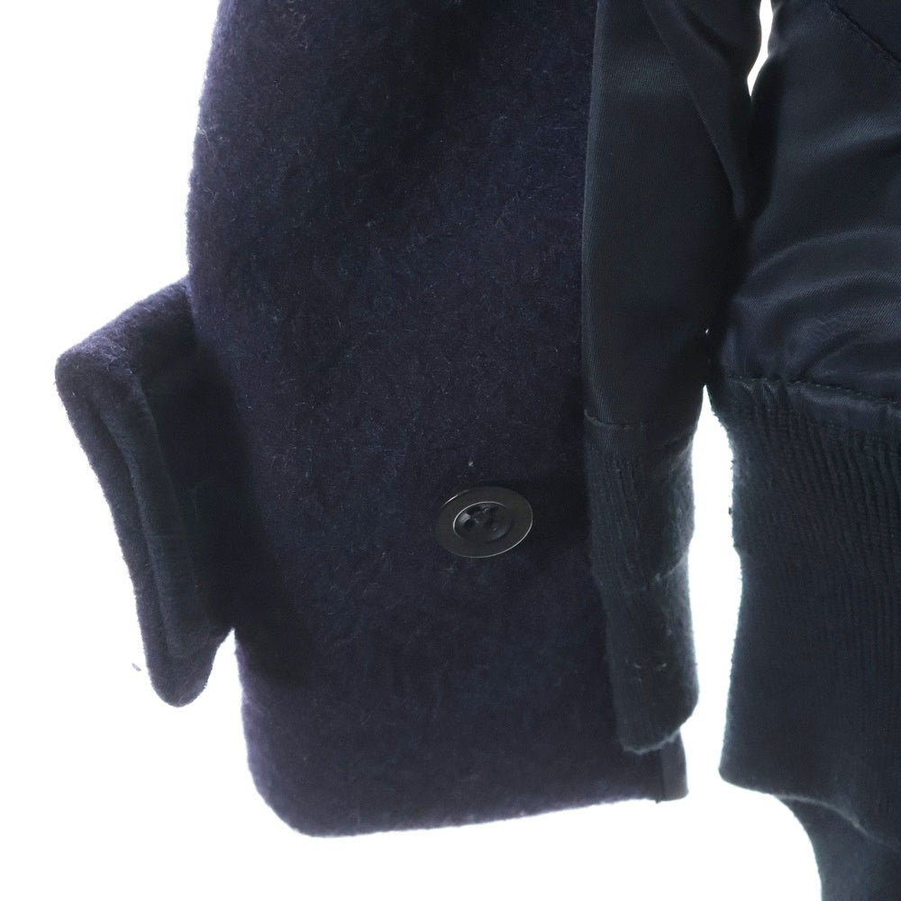 Sacai(サカイ) 18AW ×Gloverall グローバーオール ウール ナイロン切り替え ダッフル MA-1 ジップアップ ブルゾン ジャケット レディース ネイビー/ブラック 18-04220