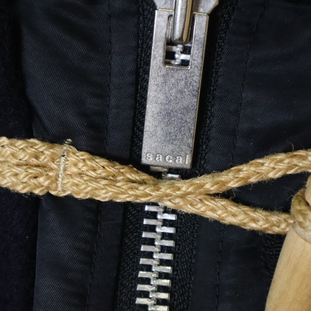 Sacai(サカイ) 18AW ×Gloverall グローバーオール ウール ナイロン切り替え ダッフル MA-1 ジップアップ ブルゾン ジャケット レディース ネイビー/ブラック 18-04220