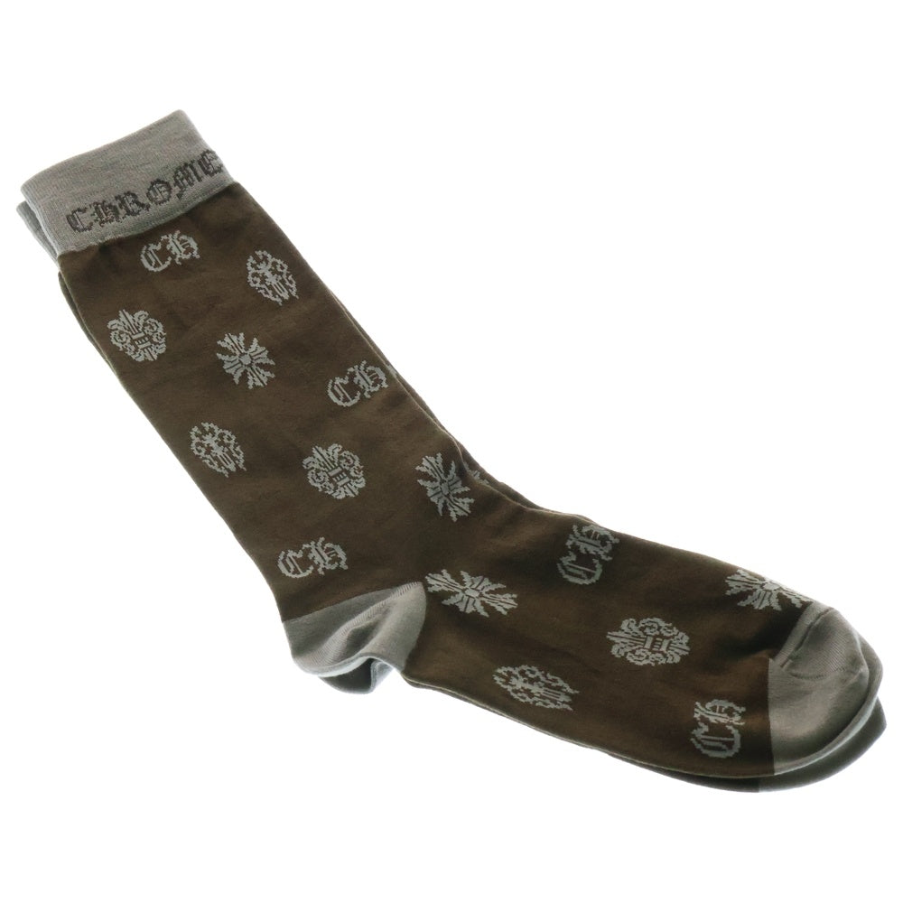 CHROME HEARTS(クロムハーツ) ヴァインダガー BSフレア CHプラス 総柄 ソックス 靴下 ブラウン