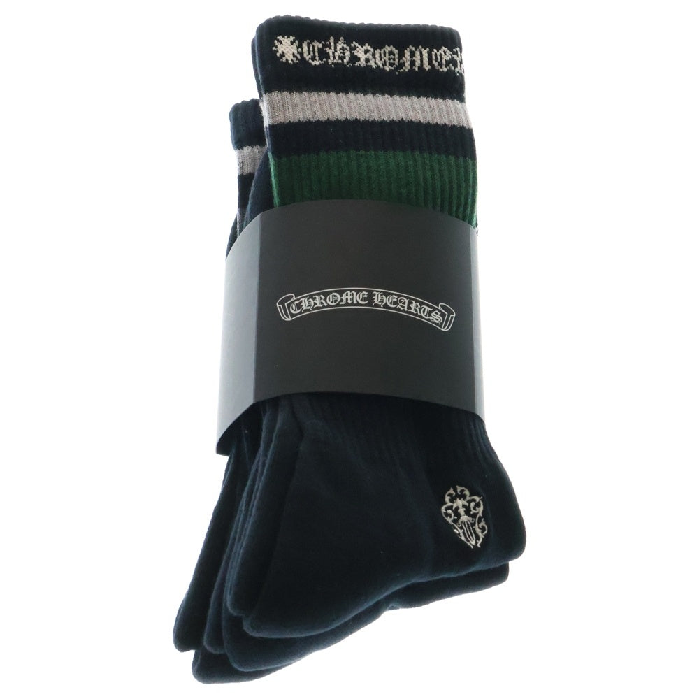 CHROME HEARTS(クロムハーツ) BORDER SOCKS ボーダーソックス 靴下 三足セット ブラック/グリーン/イエロー