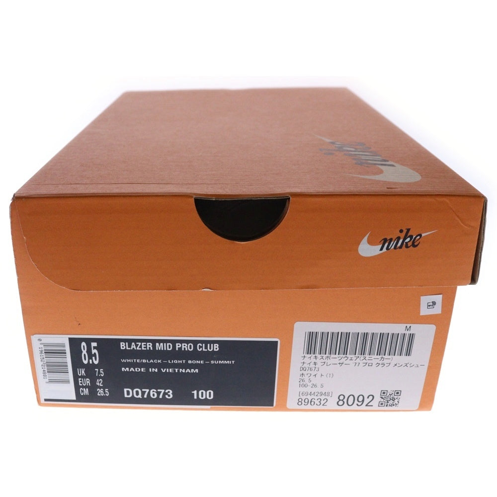 NIKE(ナイキ) BLAZER MID PRO CLUB ブレーザー プロクラブ ミッドカットスニーカー ホワイト US8.5/26.5cm DQ7673-100