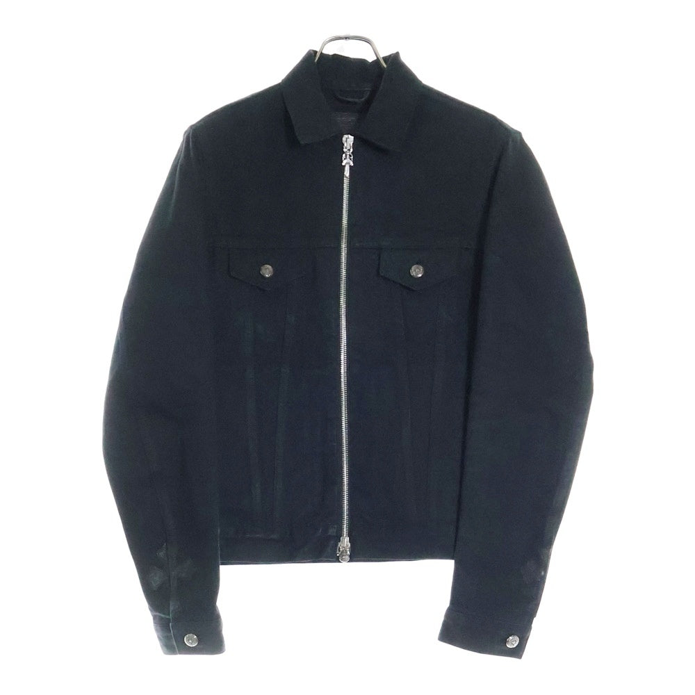 CHROME HEARTS(クロムハーツ) SWEET CHEECKS ダガージップ バックフレアニー 袖裾クロスパッチ ジップアップ デニム トラッカージャケット ブラック