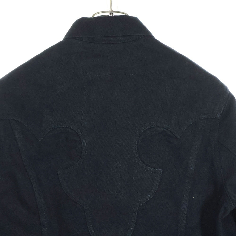 CHROME HEARTS(クロムハーツ) SWEET CHEECKS ダガージップ バックフレアニー 袖裾クロスパッチ ジップアップ デニム トラッカージャケット ブラック