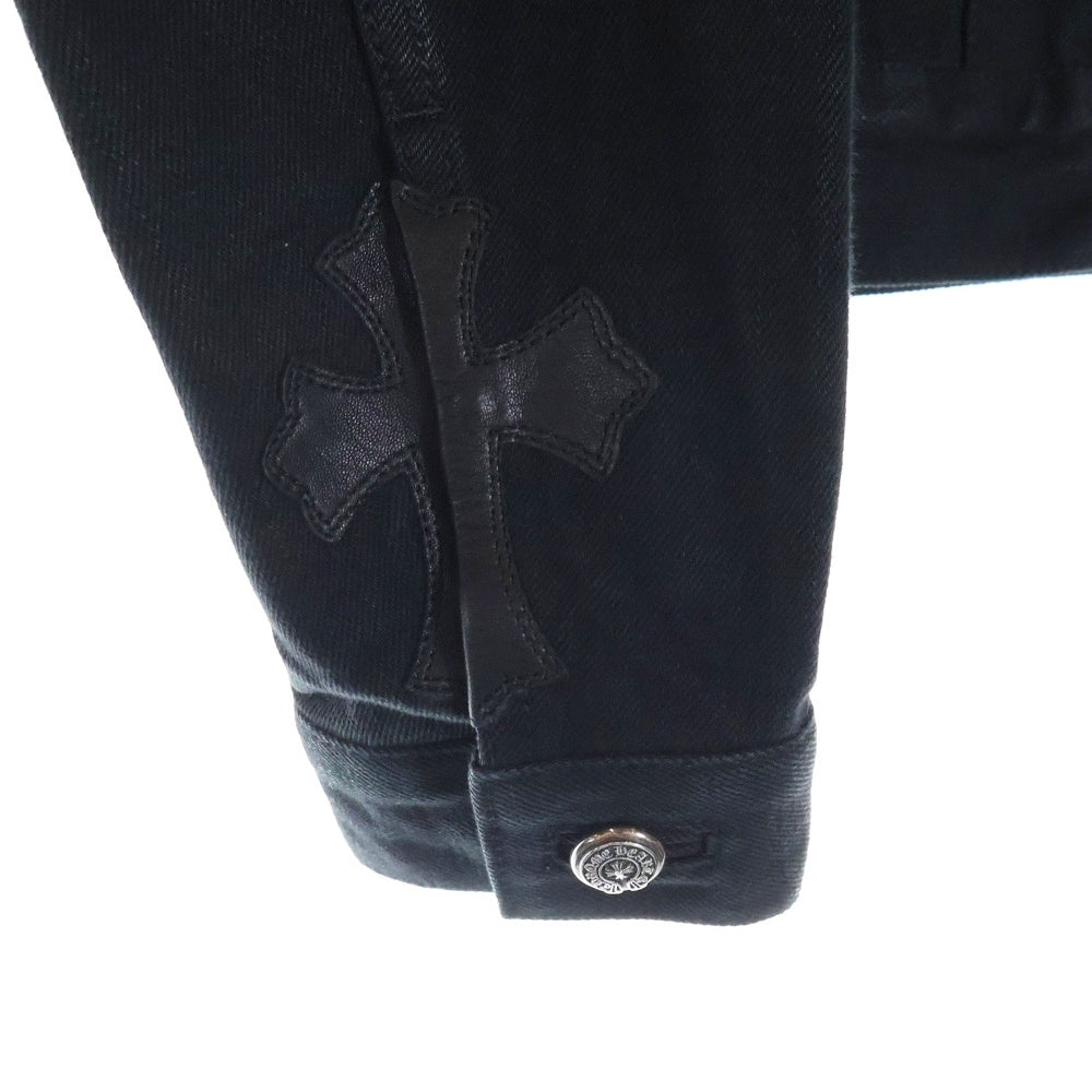 CHROME HEARTS(クロムハーツ) SWEET CHEECKS ダガージップ バックフレアニー 袖裾クロスパッチ ジップアップ デニム トラッカージャケット ブラック