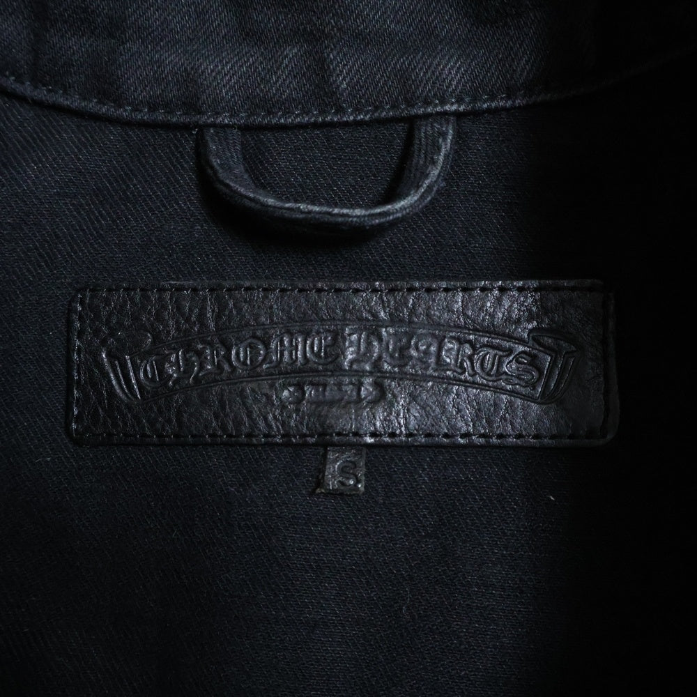 CHROME HEARTS(クロムハーツ) SWEET CHEECKS ダガージップ バックフレアニー 袖裾クロスパッチ ジップアップ デニム トラッカージャケット ブラック