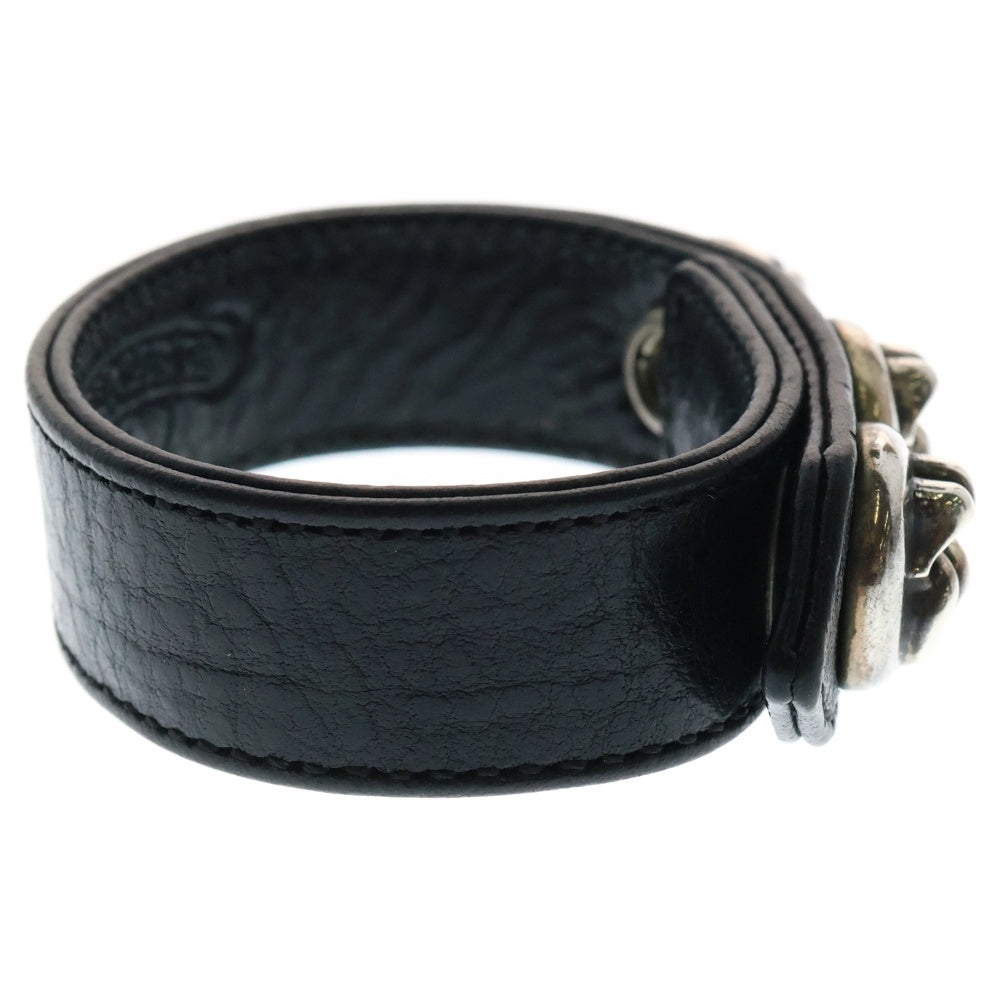 CHROME HEARTS(クロムハーツ) 3BTN 2SNP LIPSTONGUE リップ&タン 3ボタン2スナップ レザーブレスレット ブラック/シルバー