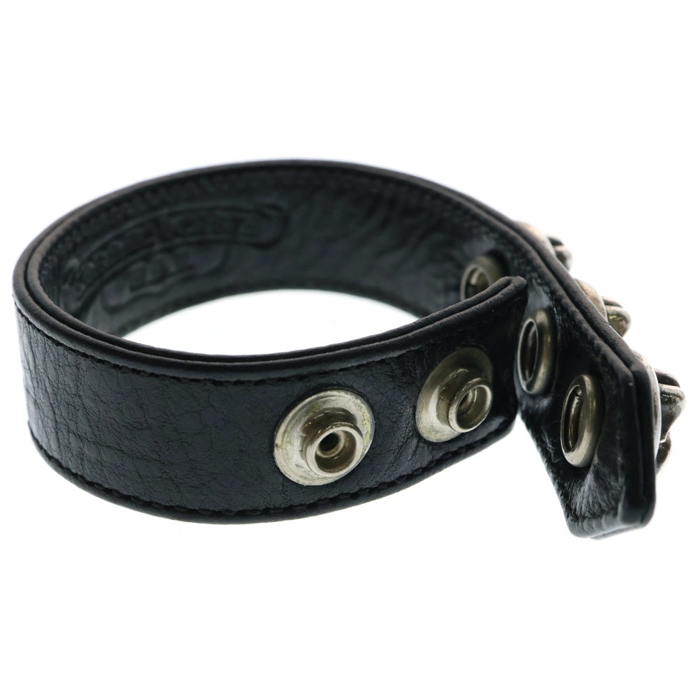 CHROME HEARTS(クロムハーツ) 3BTN 2SNP LIPSTONGUE リップ&タン 3ボタン2スナップ レザーブレスレット ブラック/シルバー