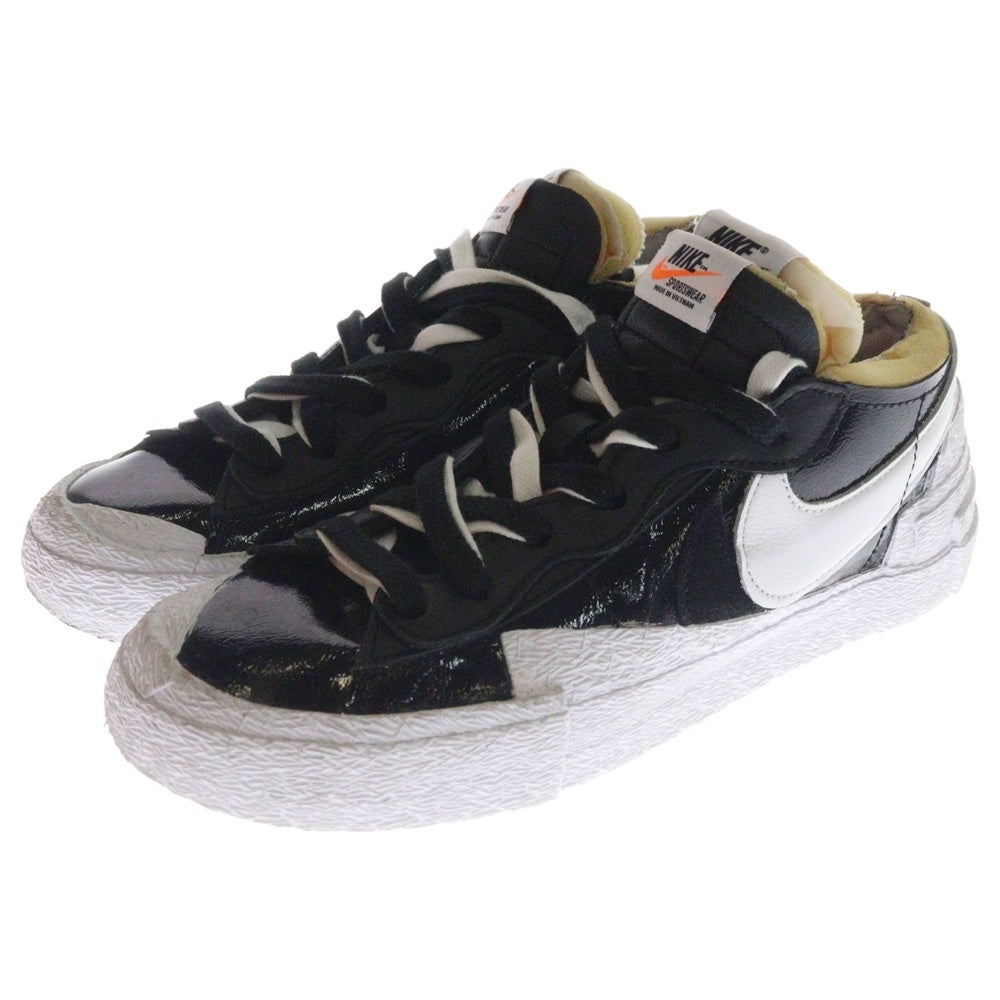 NIKE(ナイキ) ×sacai BLAZER LOW ”BLACK PATENT LEATHER サカイ ブレーザー ローカットスニーカー ホワイト/ブラック US7/25cm DM6443-001