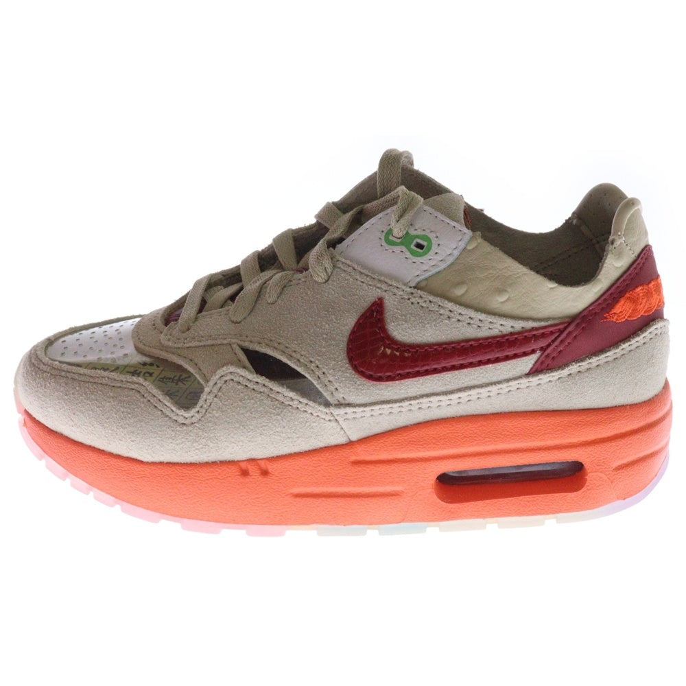 NIKE(ナイキ) ×CLOT AIR MAX 1 KISS OF DEATH クロット エアマックス1 キスオブデス ローカットスニーカー ベージュ/オレンジ キッズ US1Y/20cm DH2493-100